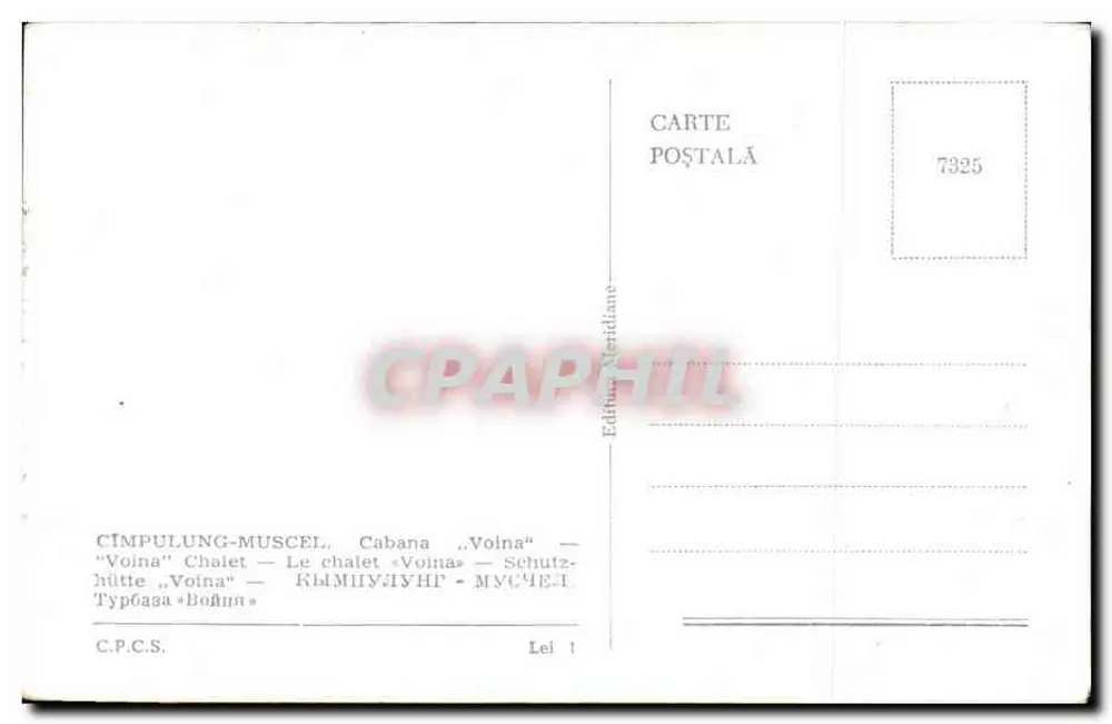 Cimpulung-Muscel — Cabana « Voina » — Verlag Meridian, n° 7325 - Rückseite
