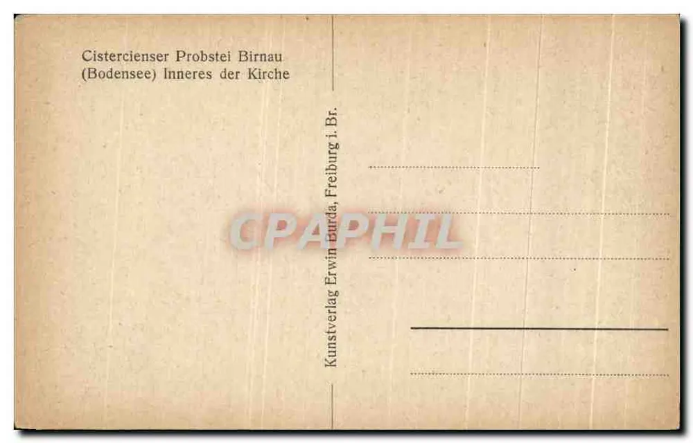 Innenraum der Cistercienser-Kirche von Birnau — Bodensee — Kunstverlag Erwin Burda, Freiburg i. Br. - Rückseite