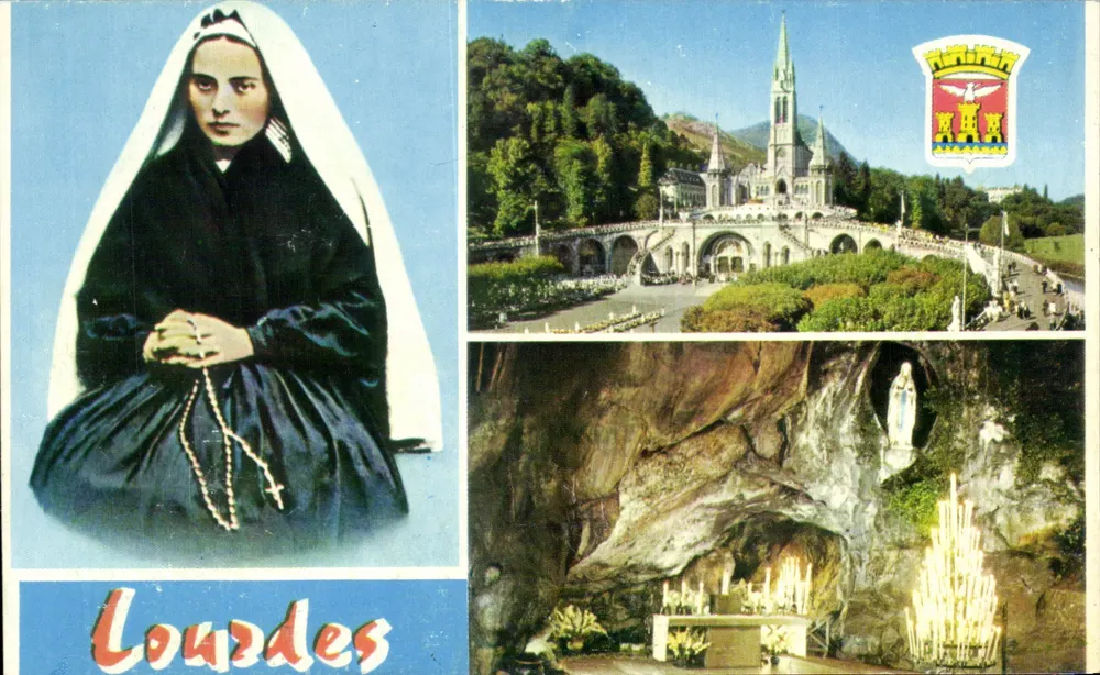 Lourdes — Santa Bernadette — Basílica e Gruta — Edição A. DOUCET - Frente