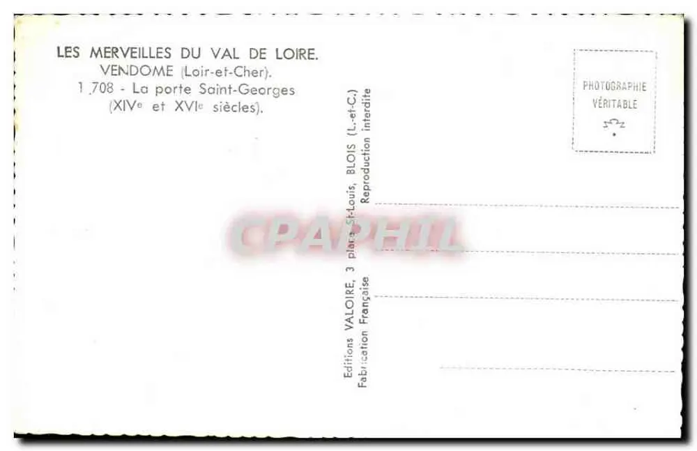 Porte Saint-Georges — Blois — Éditions Valoire - Rückseite