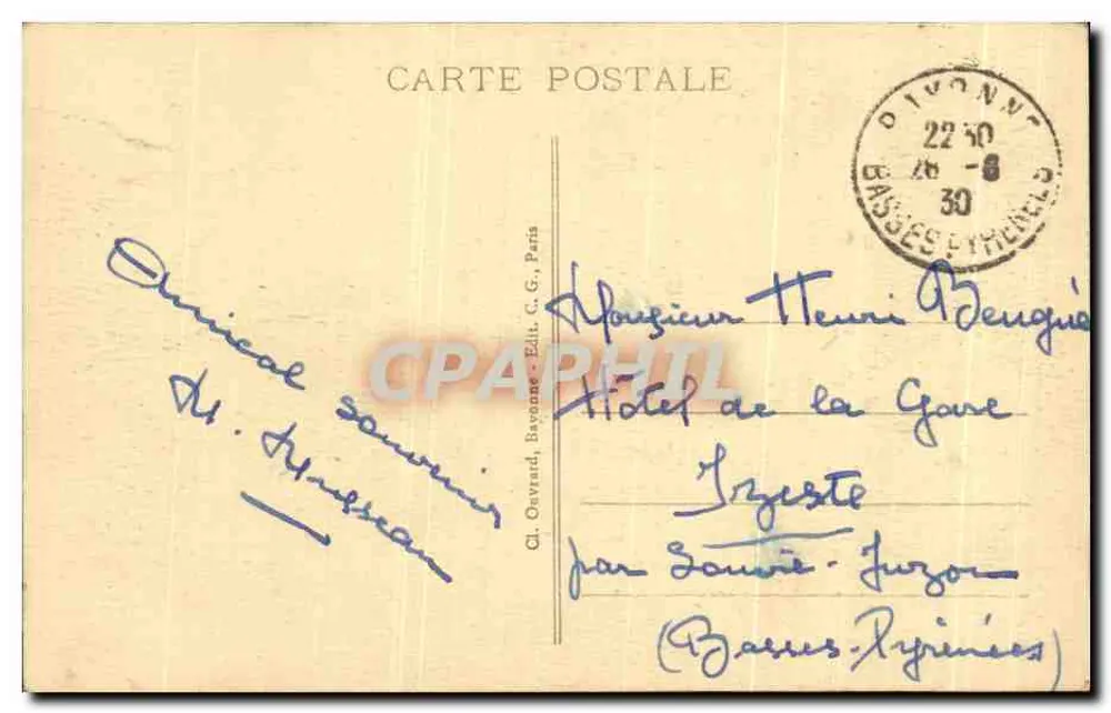 Biarritz - Das Municipale Casino und die Grande-Plage — Cl. Ouvrard, Bayonne, n°994 - Rückseite
