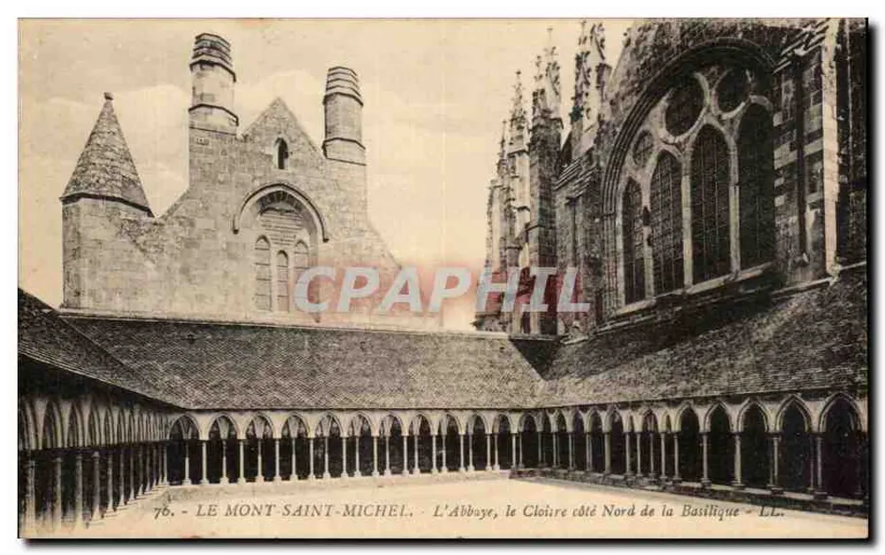 Mont-Saint-Michel - Die Abtei, der Cloister auf der Nordseite der Basilika - LL - Vorderseite
