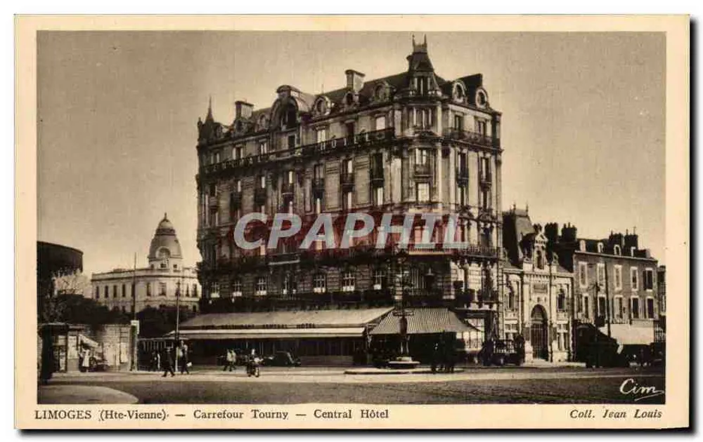 Limoges (Hte-Vienne) — Cruce Tourny — Hotel Central — Coll. Jean Louis - Anverso