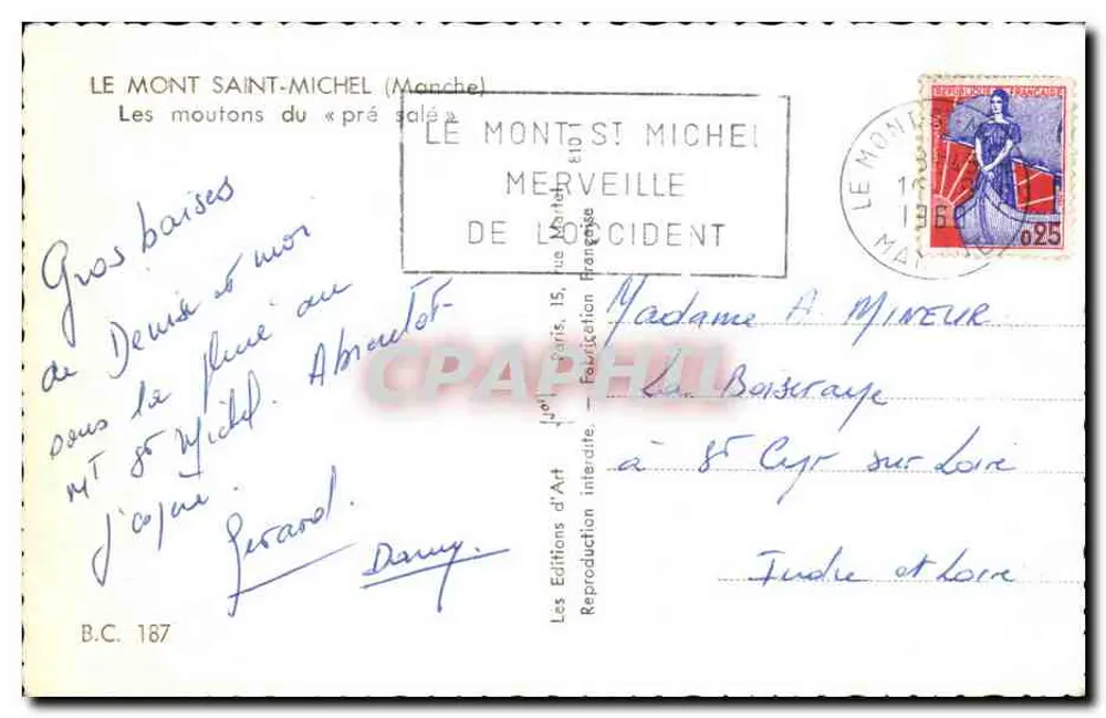 Monte Saint-Michel — Os carneiros do « pré salé » — Les Editions d'Art, B.C. 187 - Verso