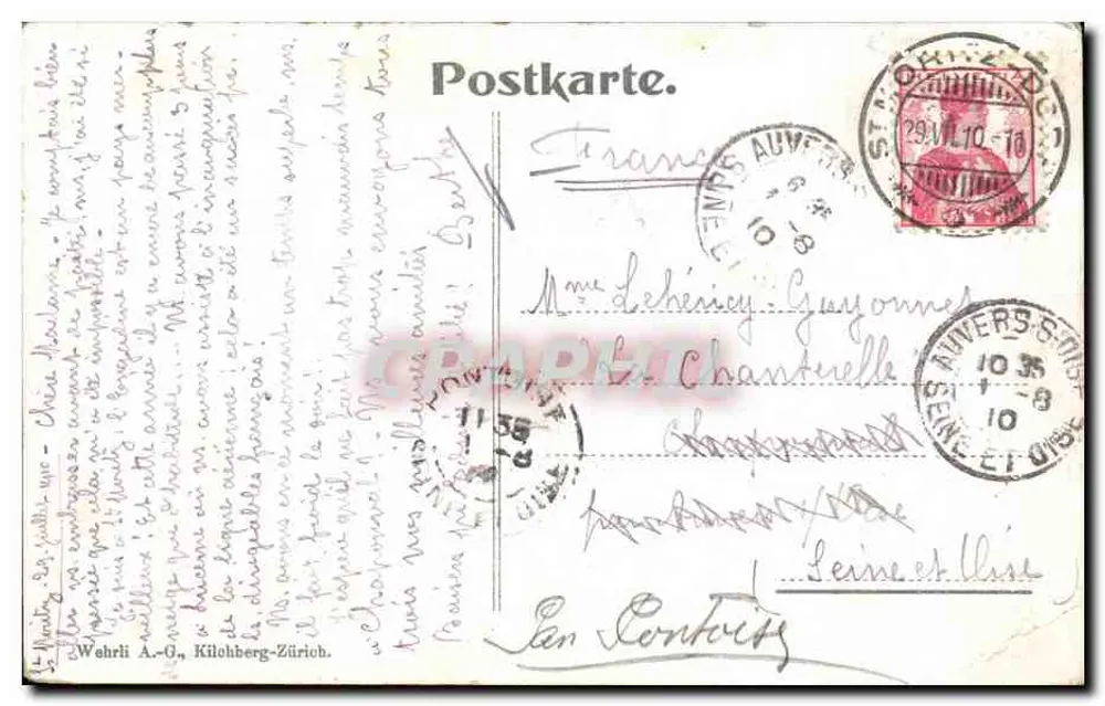 Lago de Campferose — vista lacustre com montanha nevada — editor Campferose, n° 6586 - Verso