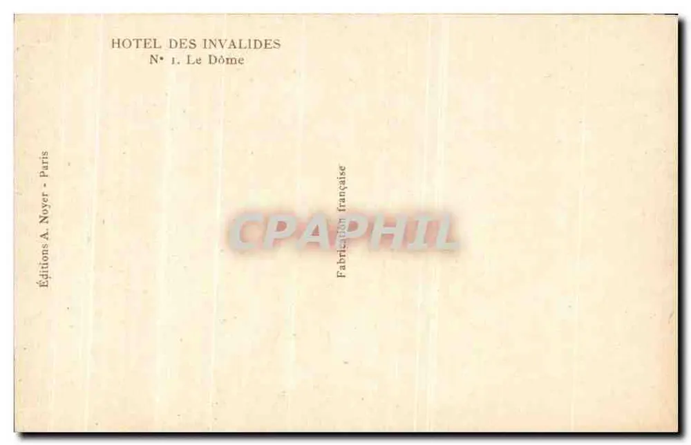 Hôtel des Invalides — O Dômer — Edições A. Noyer, Paris - Verso