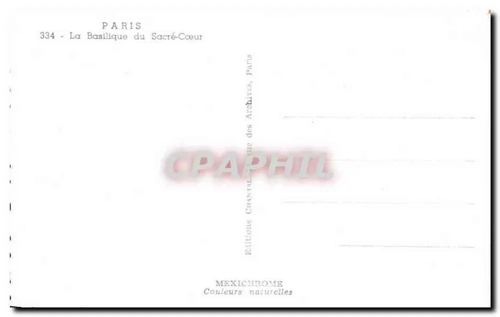 Paris - Die Basilika des Heiligen Herzens — Éditions Chantal, Paris, n° 334 - Rückseite