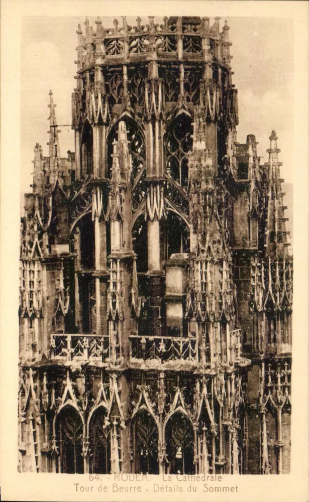 Rouen - Die Kathedrale - Details des Gipfels - Buttertürme - Vorderseite