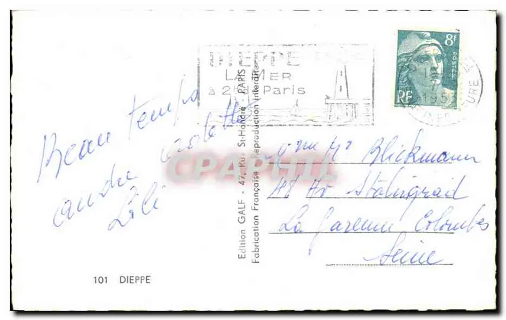 Dieppe — Souvenir de Dieppe — Édition GALF - Rückseite