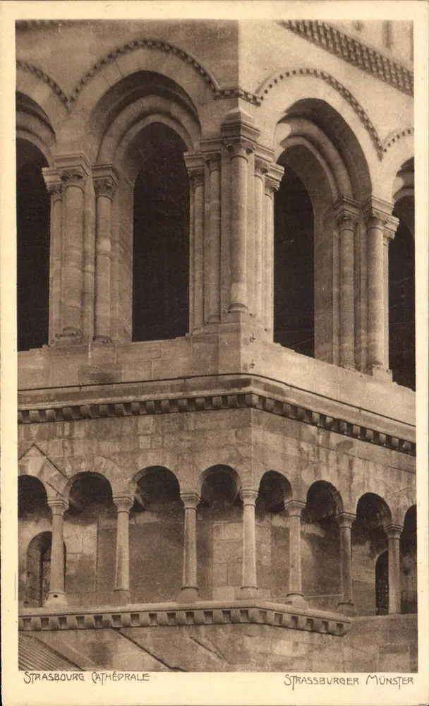 Katedra w Strasburgu — widok wnętrza łuków — Revue Alsacienne, n° 232 - Awers