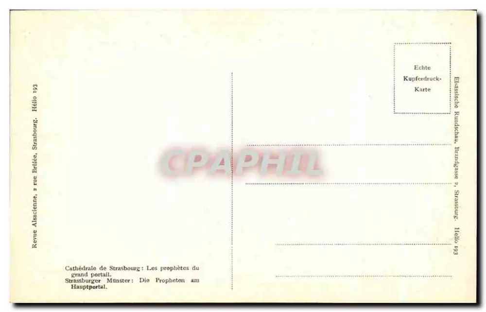 Strasbourg-Kathedrale — Die Propheten am Großen Portal — Verlag Renne Abscienne, Nr. 193 - Rückseite