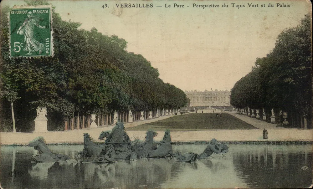 Versailles — O Parque — Perspectiva do Tapis Vert e do Palácio - Frente