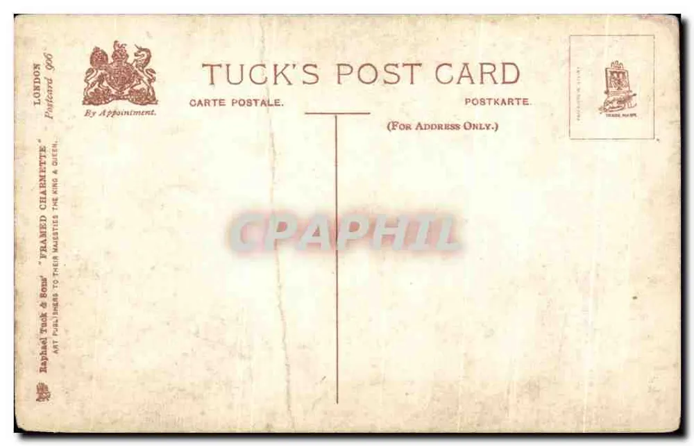 Westminster Abbey — vue des tours et du clocher de Big Ben — éditeur Tuck & Sons - Verso