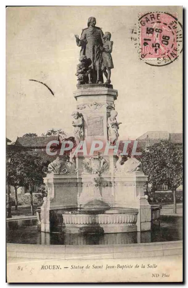 ROUEN — Statue des Heiligen Johannes Baptist de La Salle — ND Phot - Vorderseite