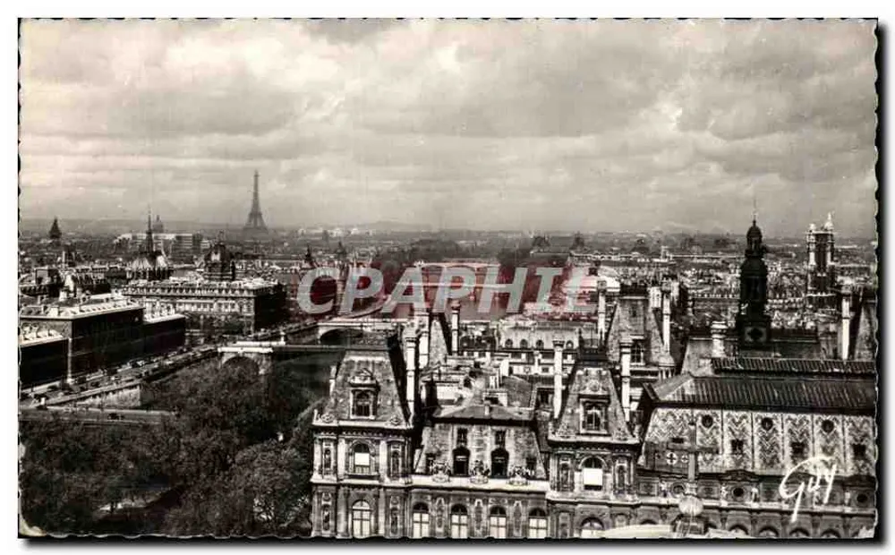 Paris — vue aérienne des toits et de la Tour Eiffel — éditeur André LECOUTE GUY, n° 3236 - Frente