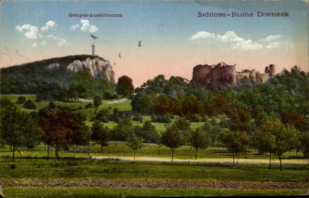 Schloss-Ruine Dorneck — Gempfen-Aussichtsturm — unbekannter Verlag - Vorderseite