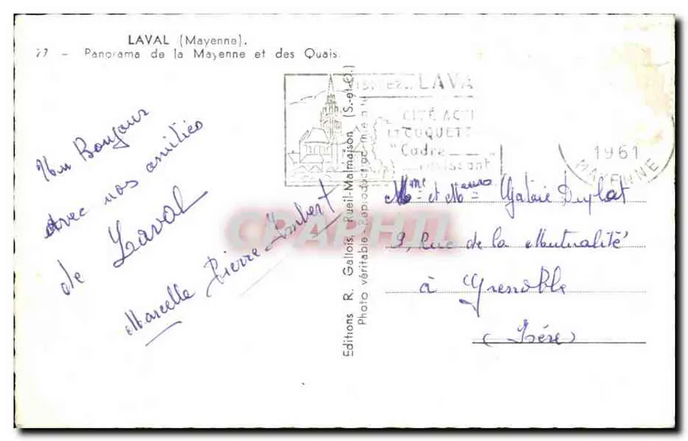 Laval (Mayenne) — Panorama da Mayenne e dos Quais — Edições R. Galliots, Pueil-Malmaison - Verso
