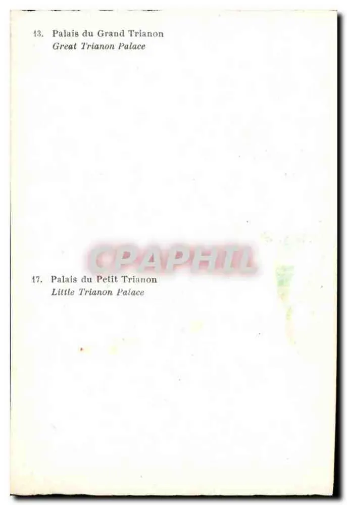 Palazzo del Grande Trianon — Palazzo del Piccolo Trianon — n° 13 e 17 - Verso