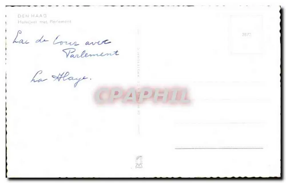 See Louis mit Parlament — Den Haag — Verlag G. M. van der Aa, Nr. 2677 - Rückseite