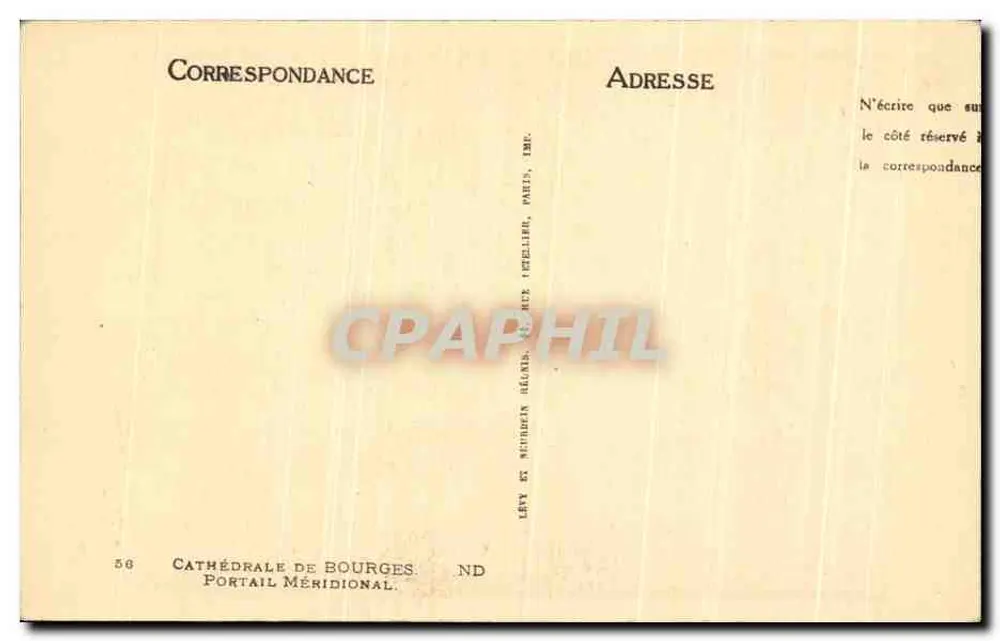 Catedral de Bourges — Portal meridional — Editor Lévy e Michaudin Hélène, Paris - Verso