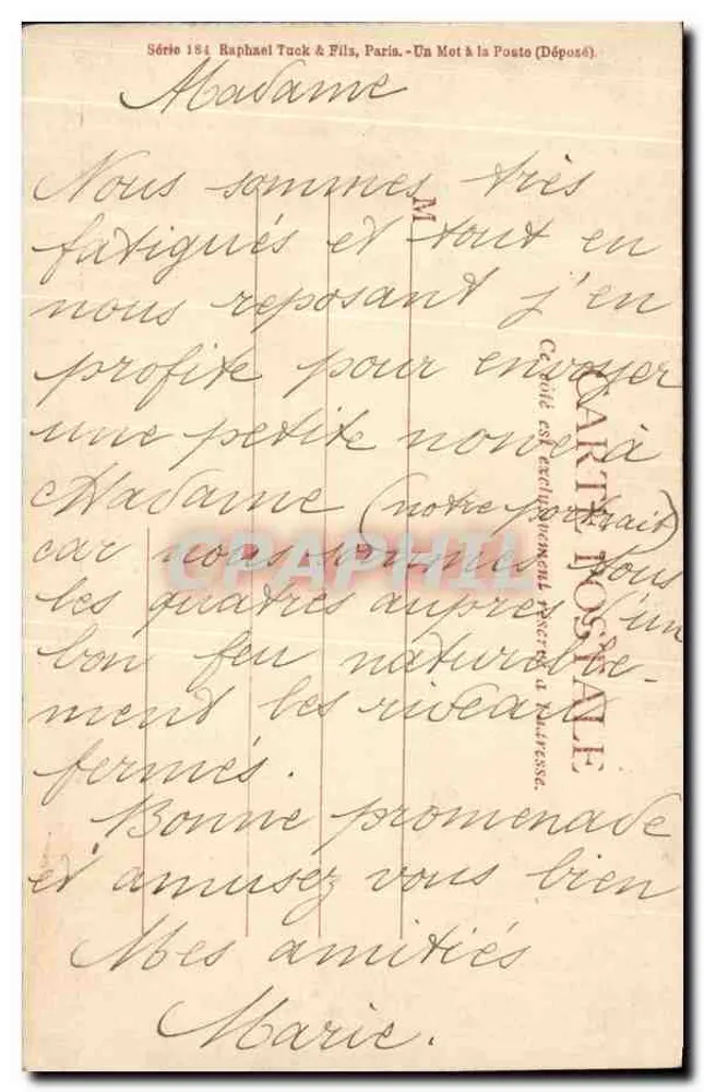 Schwester im Gebet — Verlag: Raphael Tuck & Fils, Serie 184 - Rückseite