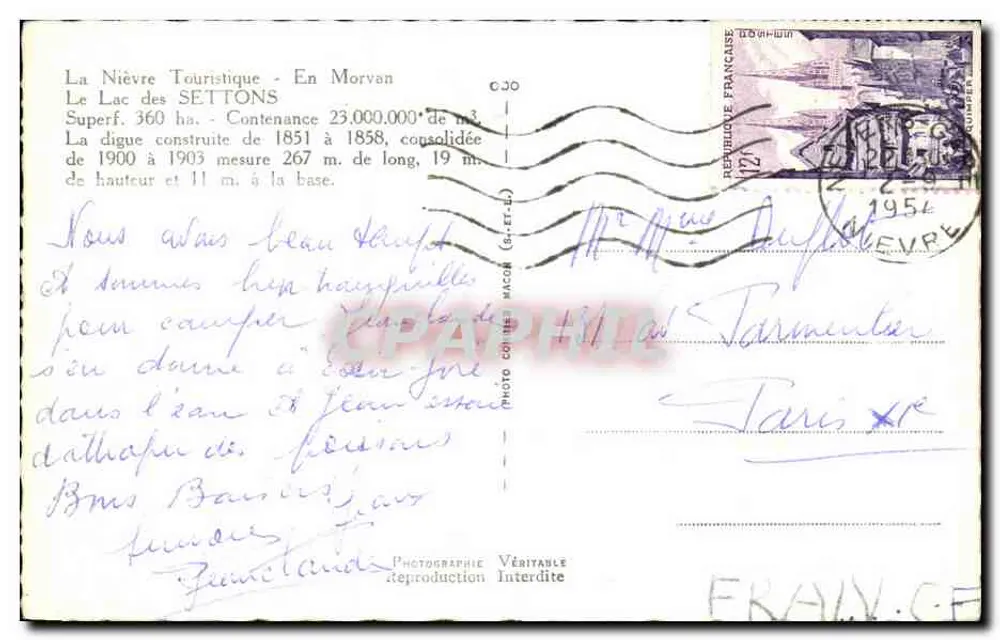 See der Settons — Im Morvan — Echte Fotografie - Rückseite