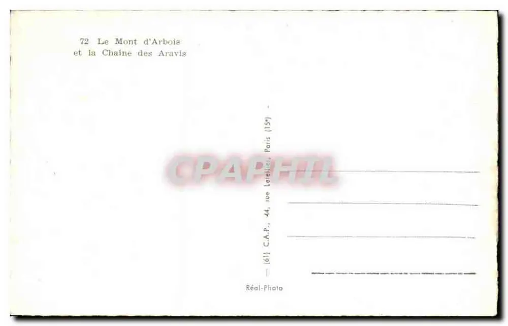 Mont d'Arbois und die Aravis-Kette — C.A.P. Paris - Rückseite