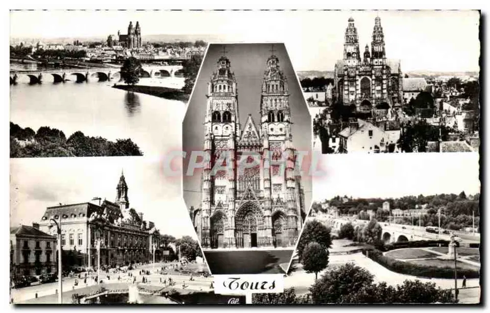 Tours — Allgemeine Ansicht mit der Kathedrale — Réal-Photo - Vorderseite