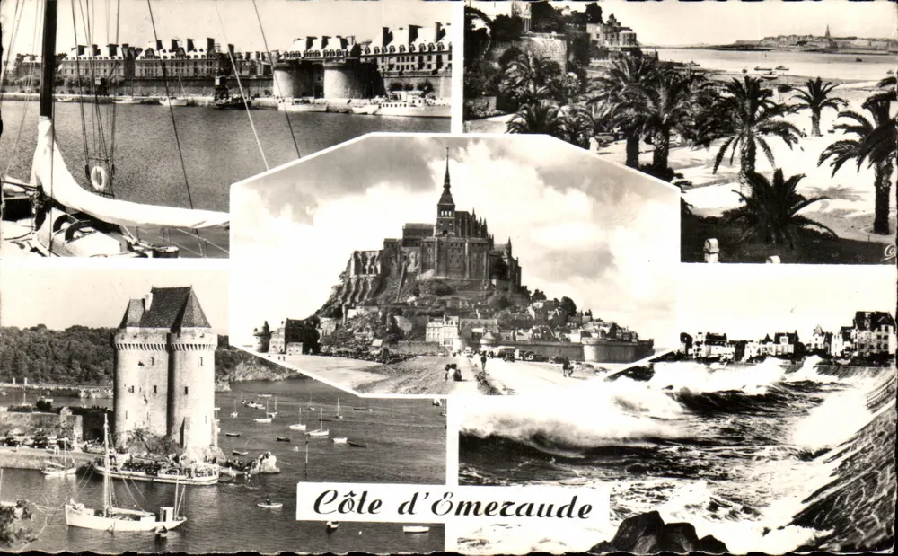 Costa de Émezaude — Mont-Saint-Michel, porto, falésia e palmeiras — Réal-Photo - Frente