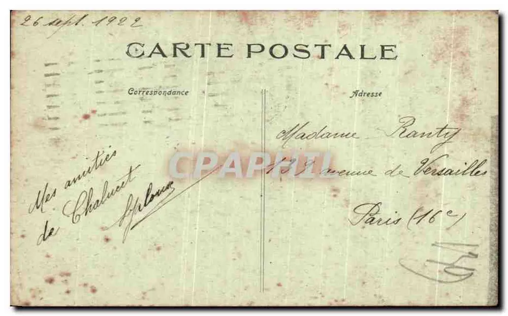 Umgebung von LIMOGES — Ruinen von Chalucet und Turm Jeannette — Verlag Cheques Postaux - Rückseite