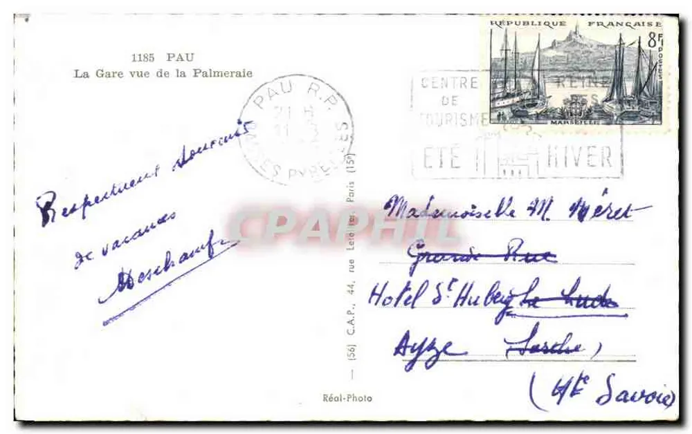 Die Station von der Palmeraie aus gesehen — Pau — Réal-Photo, n°1185 - Rückseite