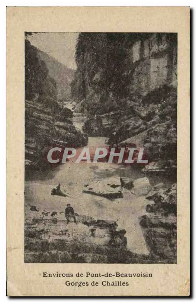 Gorges de Chaillles — vue des environs de Pont-de-Beauvoisin — éditeur IMPR. P.T. DUBER, PONT-DE-BEAUVOISIN - Vorderseite