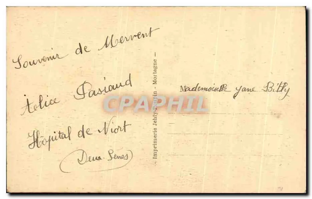 Wald von MERVENT - Innenraum der Höhle des R.P. de Montfort — Imprimerie Jéhly-Paupin, Morlaix - Rückseite