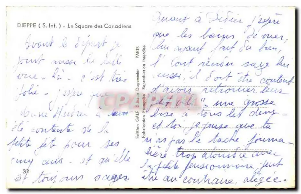 Schloss Dieppe — Gedenken am 19. August 1942–49 — Edition Dugommier - Rückseite