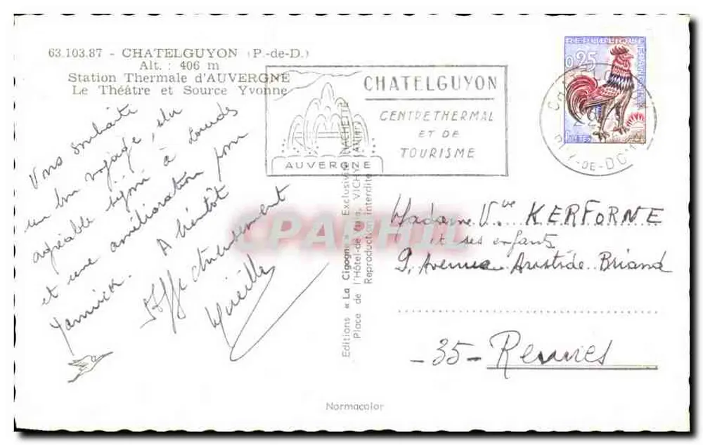 Theater und Quelle Yvonne — Châtelguyon — Éditions La Cigogne - Rückseite