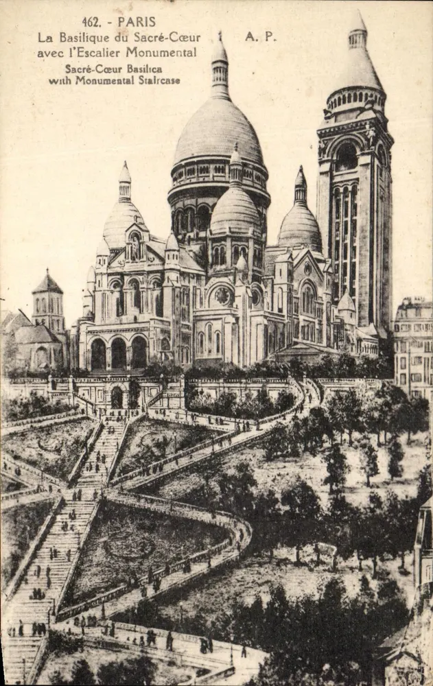 Paris - Die Basilika des Heiligen Herzens mit der monumentalen Treppe — A.P. n°462 - Vorderseite