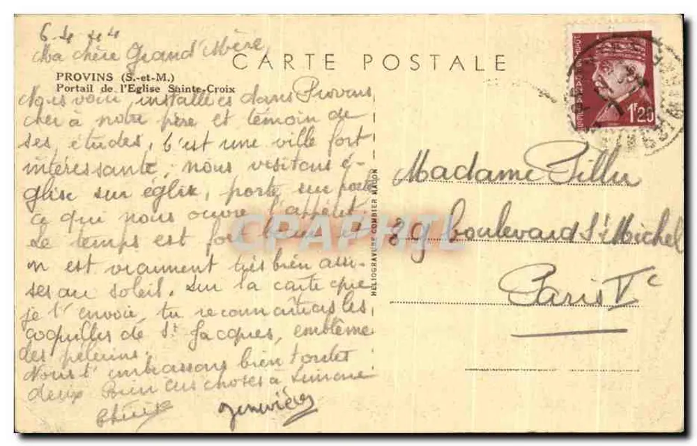 Portal der Kirche Sainte-Croix — Provins — Verlag Cinn - Rückseite