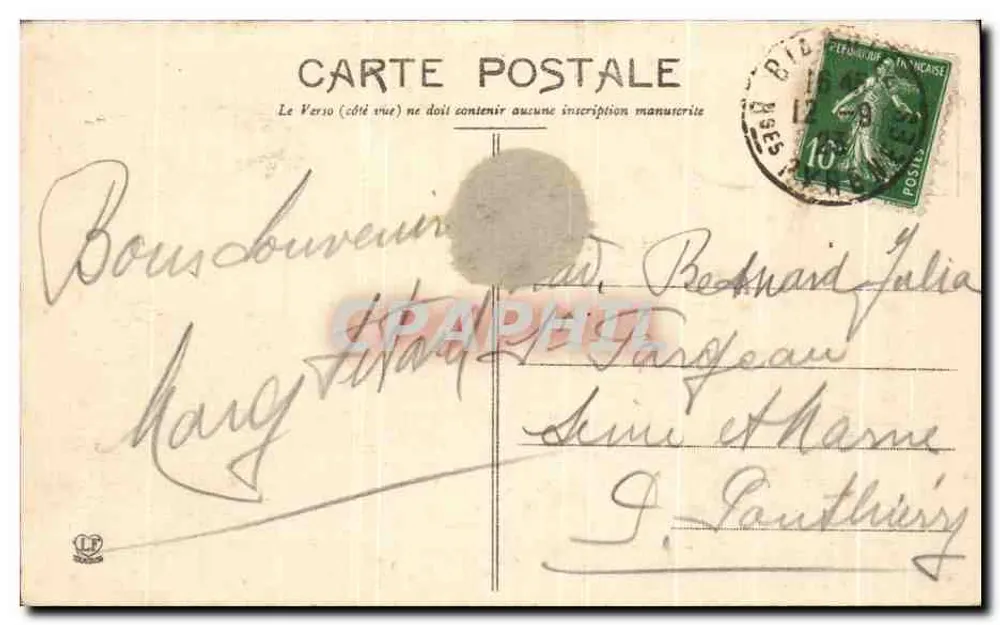 Biarritz - Le Rocher du Basta — Die Basses-Pyrénées, Verlag L'Arrouche Frères, Toulouse, n° 1276 - Rückseite