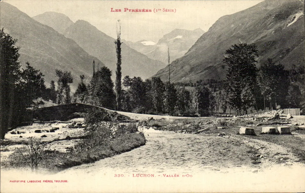 Luchon - Vale de Oo — Os Pirineus (1ª Série) — Fototipia Labouche Frères, Toulouse - Frente