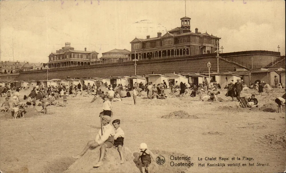 Oostende — Das Königliche Chalet und der Strand — J. Piss - Vorderseite