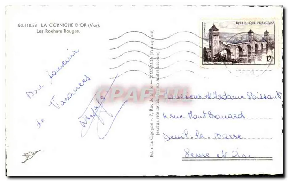 A Cegonha — Os Rochos Vermelhos — Éd. A Cegonha (Mônaco) - Verso