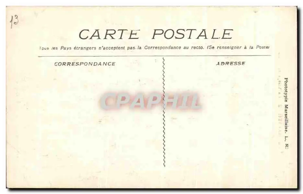 Marseille - Die Jungfrau der Wache — Phototypie Marseille, Nr. 190 - Rückseite