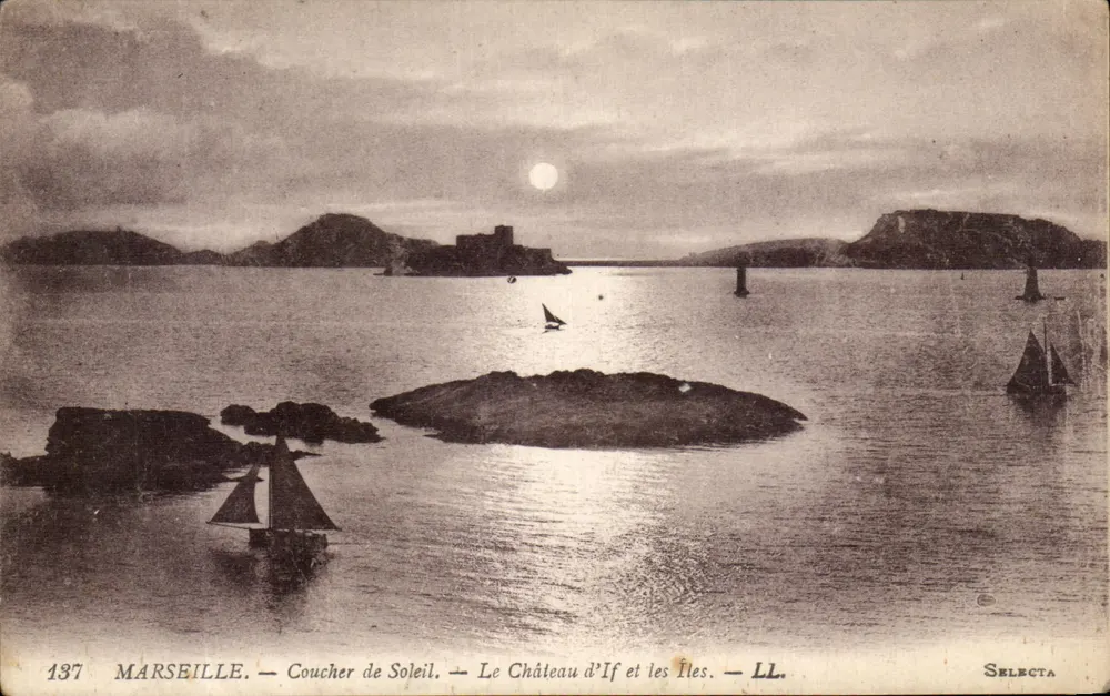 Marseille - Sonnenuntergang - Schloss If und die Inseln - LL. - Selecta - Vorderseite