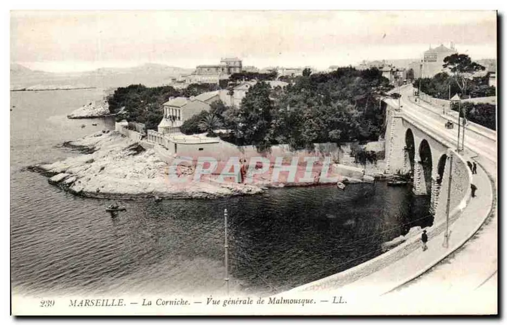 Marselha — A Corniche — Vista geral de Malmousque — LL. — n° 2339 - Frente