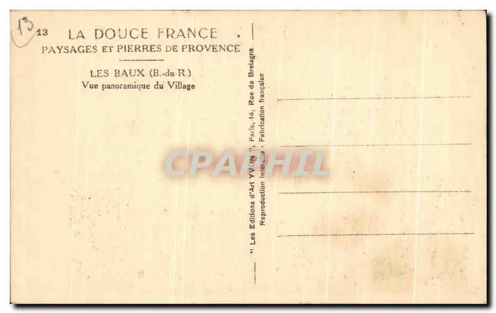 Les Baux-de-Provence — Vue panoramique du village — Les Éditions d'Art Yvonne, Paris - Rückseite
