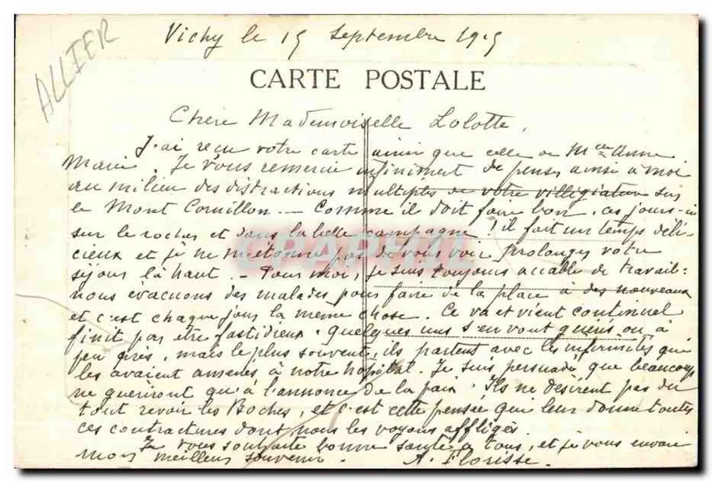 Vichy — Les Bords de l'Allier et le Pont — Edit. L. O. - Verso