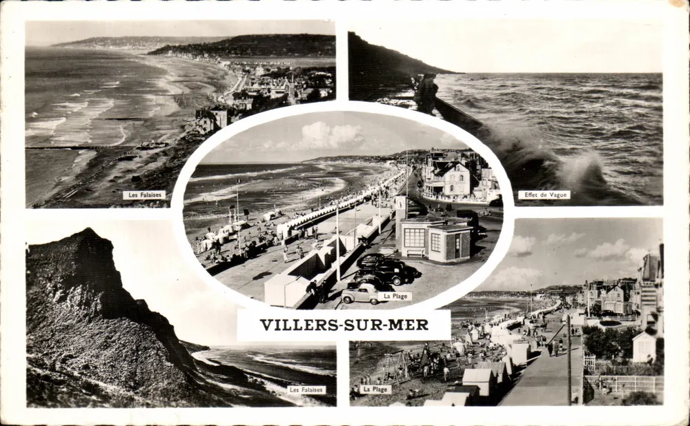 Villers-sur-Mer — vue panoramique de la plage, falaises et effet de vague — Éditions GABY - Frente
