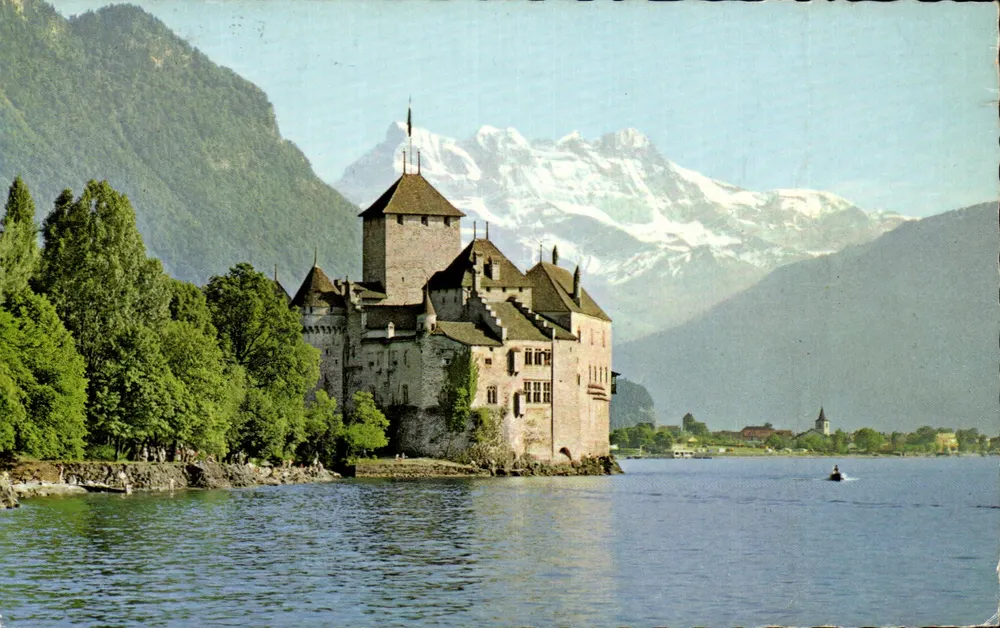 Château de Chillon — sur le lac Léman, avec les Dents-du-Midi en arrière-plan — imprimé par Photoglob-Wehrli SA, Zurich/Vevey - Vorderseite