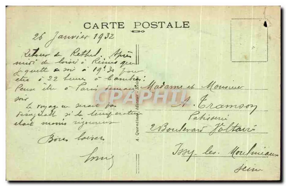 Reims — Hotel-de-Ville — Salle des Fêtes — Verlag A. Quentin - Rückseite