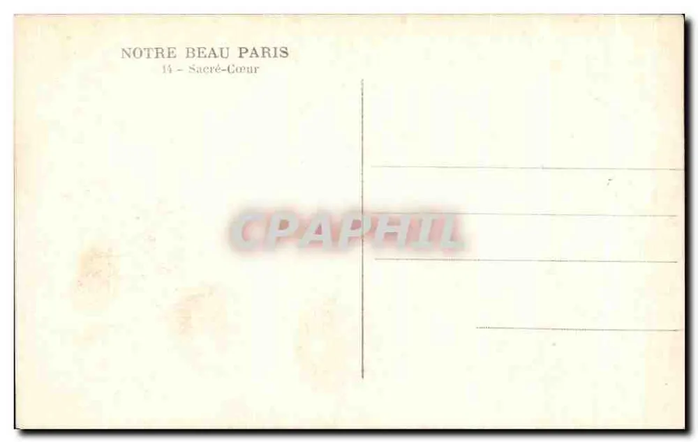 Sacré-Cœur — Paris — Verlag 'Notre Beau Paris', Nr. 14 - Rückseite